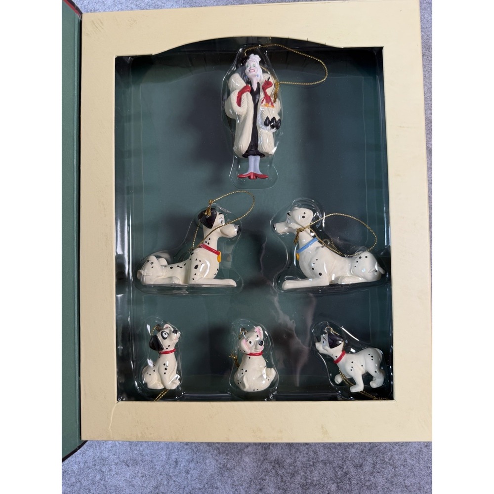Disney 101 Dalmatians Christmas Ornament Set 6 Piece Original Box Vintage